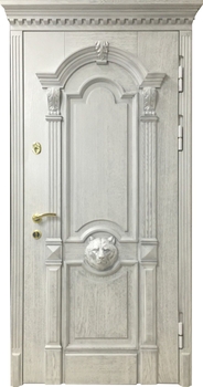 Парадная дверь МДФ шпон и декором «лев» Парадная дверь МДФ шпон и декором «лев»