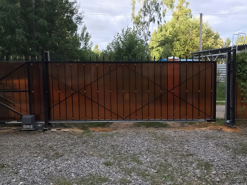 Откатные ворота с поликарбонатом